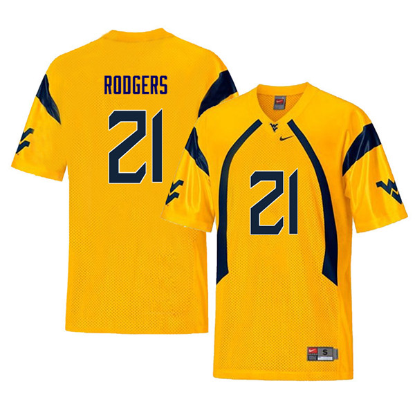 NCAA Men's Ira Errett Rodgers West Virginia Mountaineers Yellow #21 Nike Stitched Football College Retro Authentic Jersey GF23X06TT